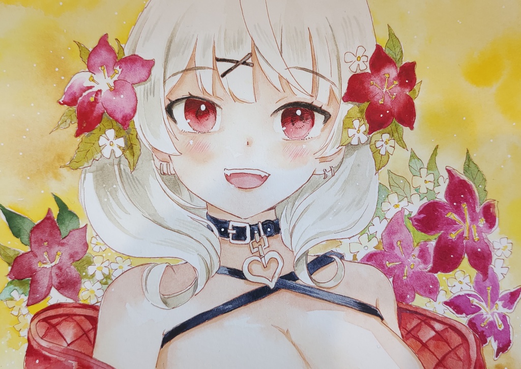 【額装原画】沙花叉クロヱ 【イラスト原画】額付き/ 絵師:河馬Una /オリジナル1点/手描き