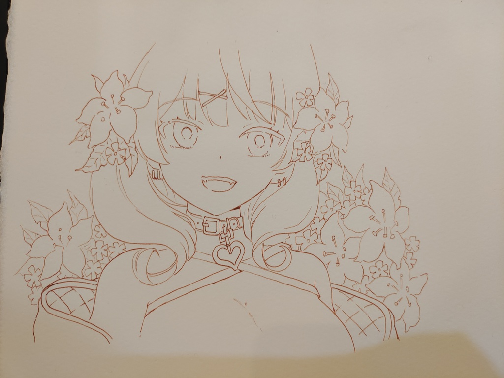 【額装原画】沙花叉クロヱ 【イラスト原画】額付き/ 絵師:河馬Una /オリジナル1点/手描き