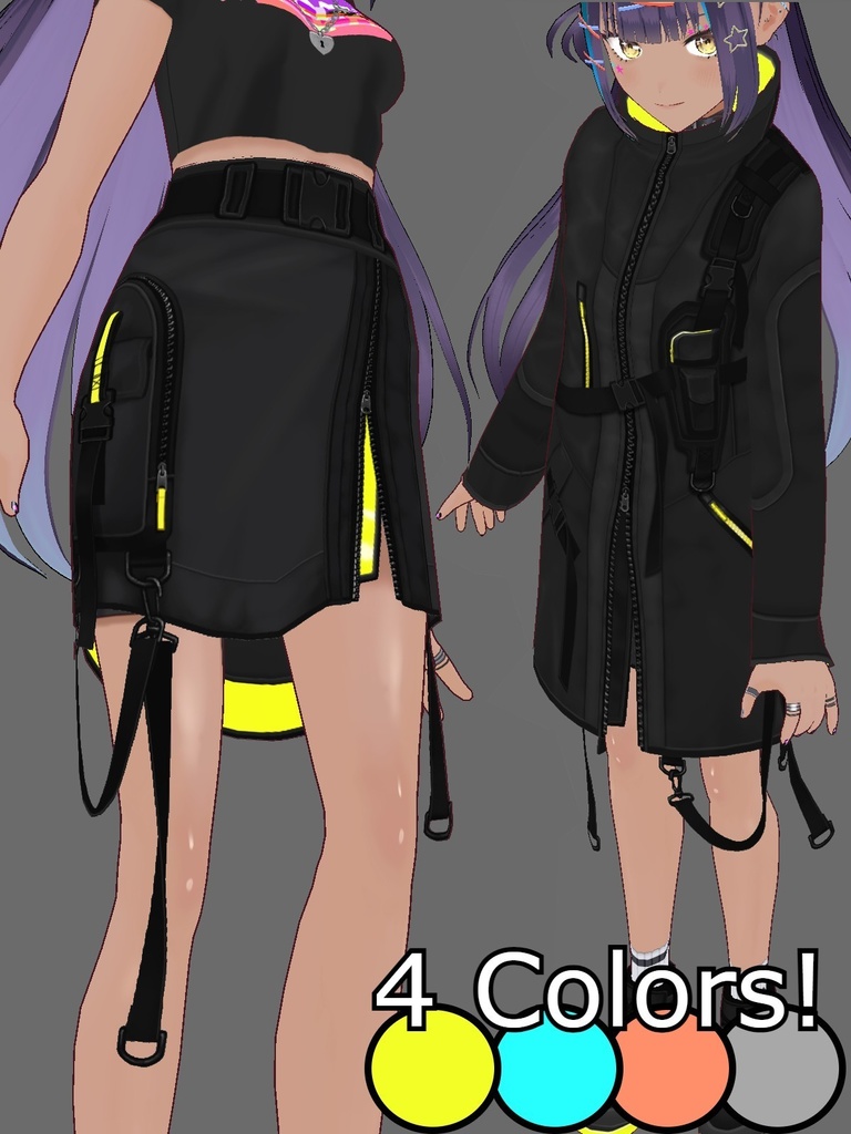 [Free] Techwear Long Coat + Skirt