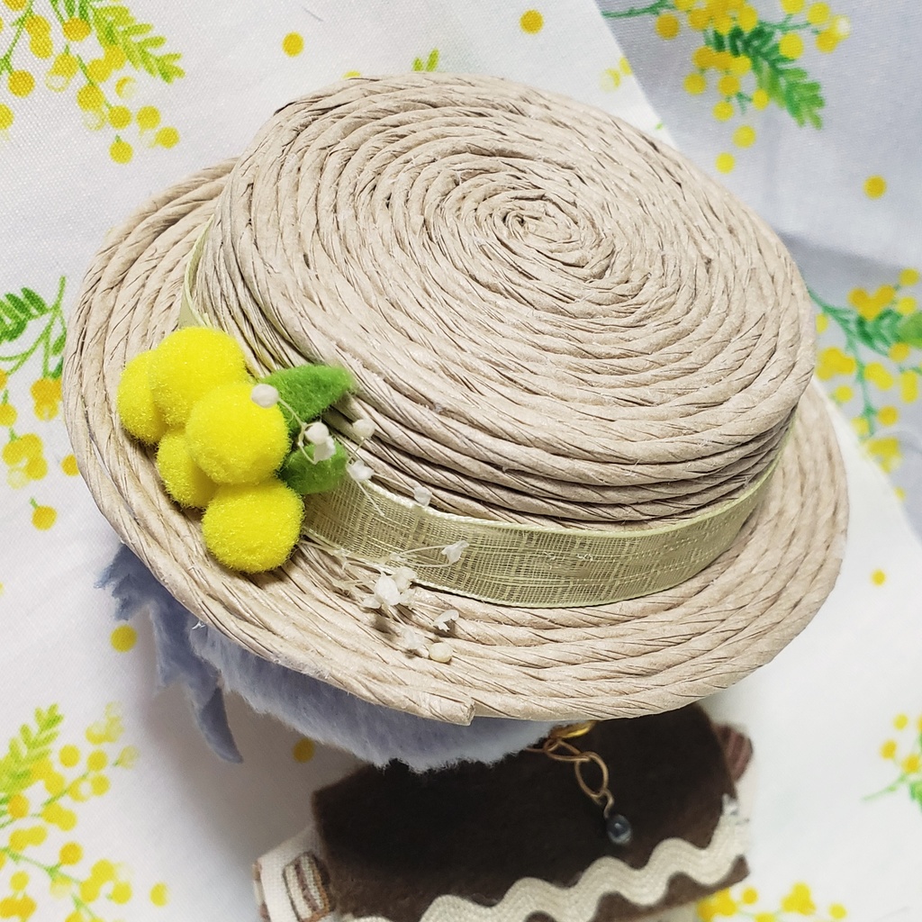 もち・ぬい用 ミモザの帽子