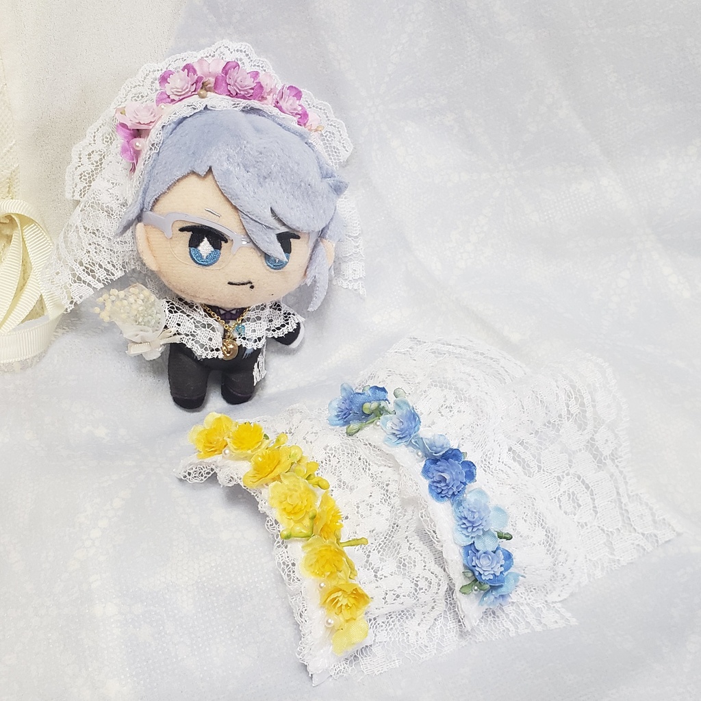 もちマス・ぬい用 ウェディングベール(ミニブーケつき)