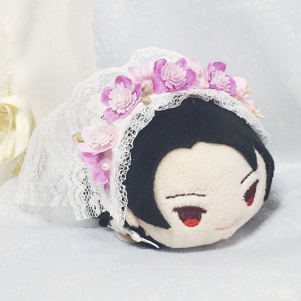 もちマス・ぬい用 ウェディングベール(ミニブーケつき)