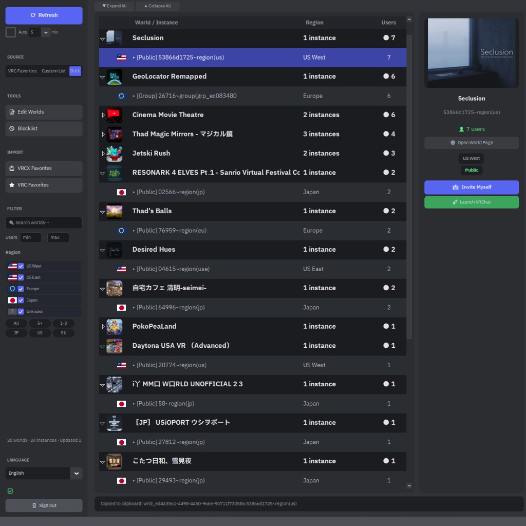VRC Public Instance Browser