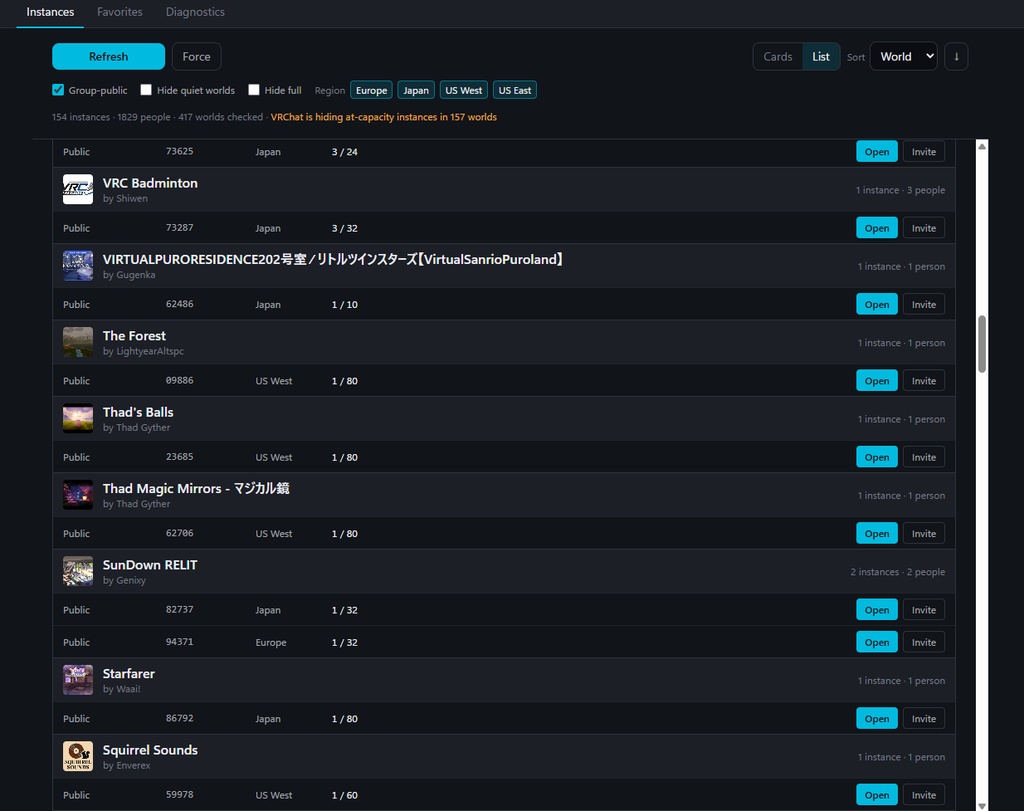 VRChat Public Instance Search Tool