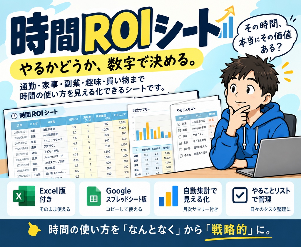 副業時間を取り戻す｜時間ROIシート【生活改善＋副業改善】
