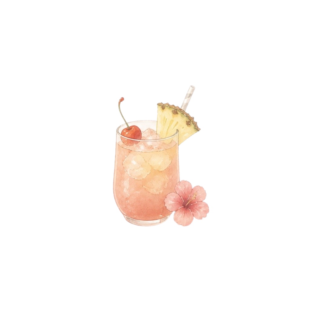 【10点セット】トロピカルフルーツジュース水彩画風クリップアート(背景透過PNG)