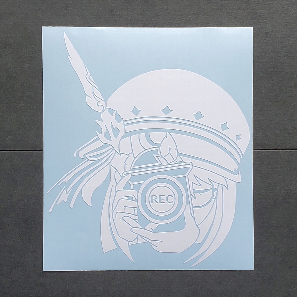 原神　シャルロット　ドラレコ風　カッティングステッカー（白）