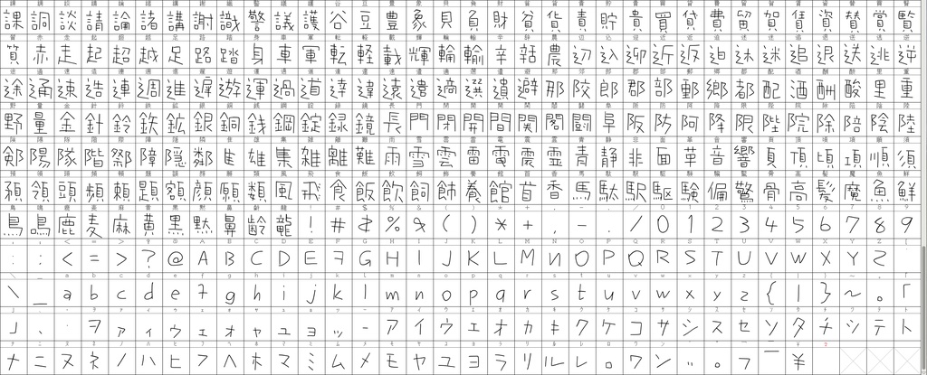 誤字だらけのヘタ字(フリーフォント)