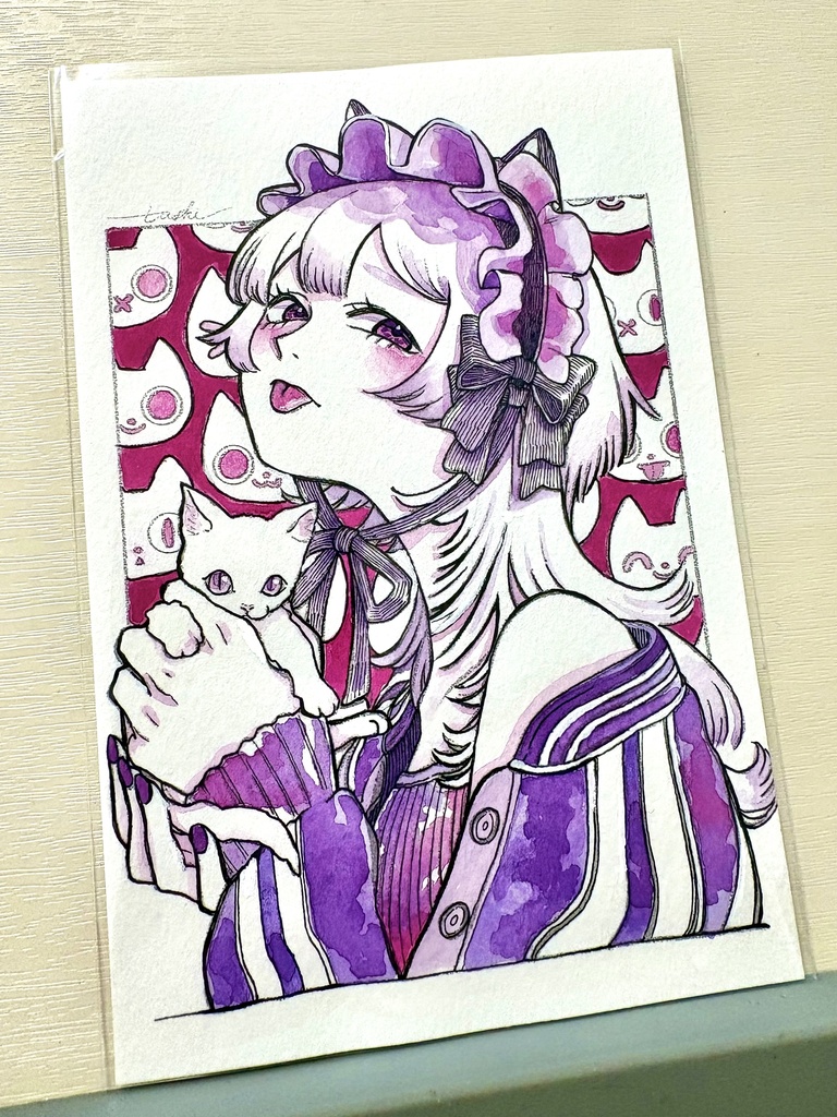 【原画】猫とヘッドドレス