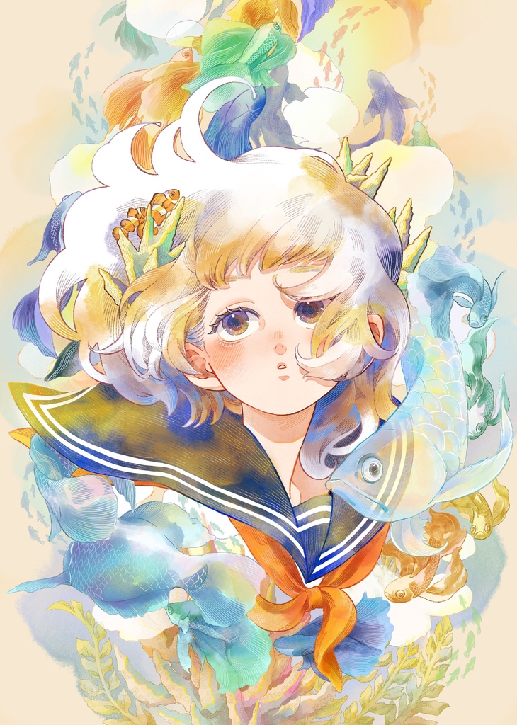 【複製原画】蒼く儚く煌めく