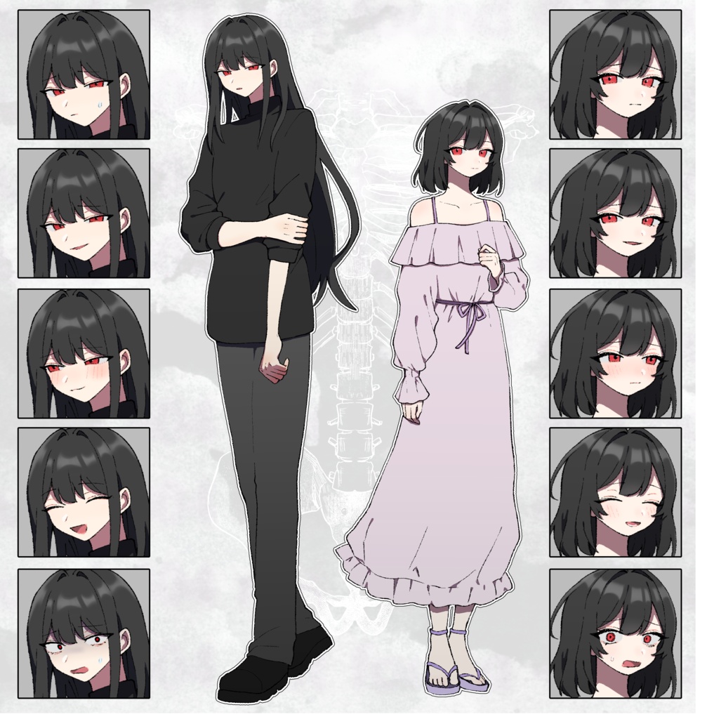 【フリー素材】兄妹・男女立ち絵｜表情差分15種