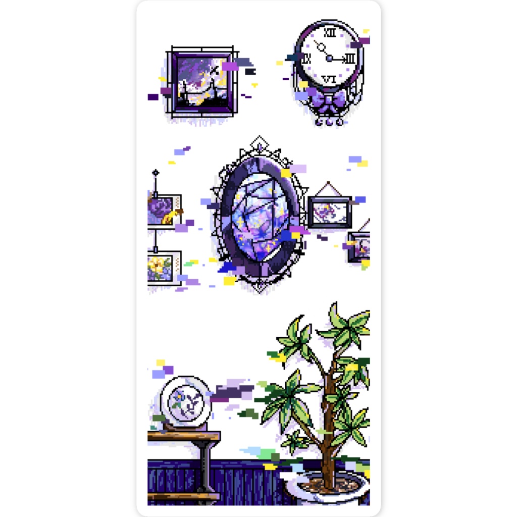 ドットイラストステッカーpurple