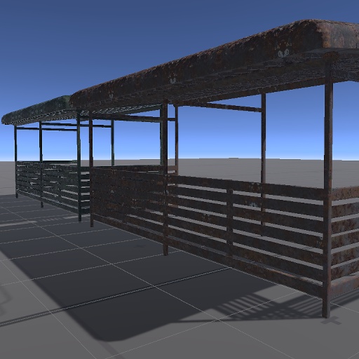 【3D屋外小物】田舎の錆びた駐輪場【VRChat向け】