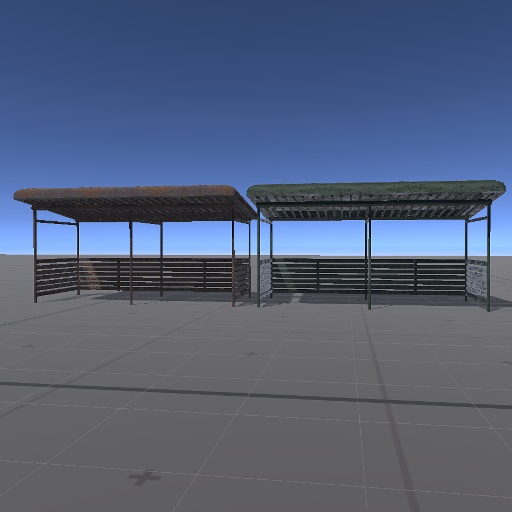 【3D屋外小物】田舎の錆びた駐輪場【VRChat向け】