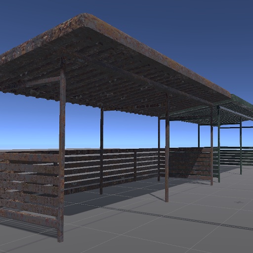 【3D屋外小物】田舎の錆びた駐輪場【VRChat向け】