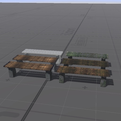 【3D屋外小物】ウッドベンチ(石ベンチ)【VRChat向け】