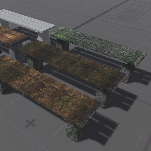 【3D屋外小物】ウッドベンチ(石ベンチ)【VRChat向け】
