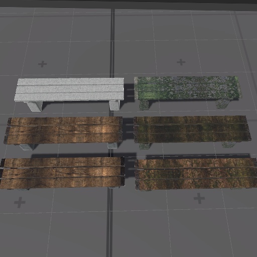 【3D屋外小物】ウッドベンチ(石ベンチ)【VRChat向け】