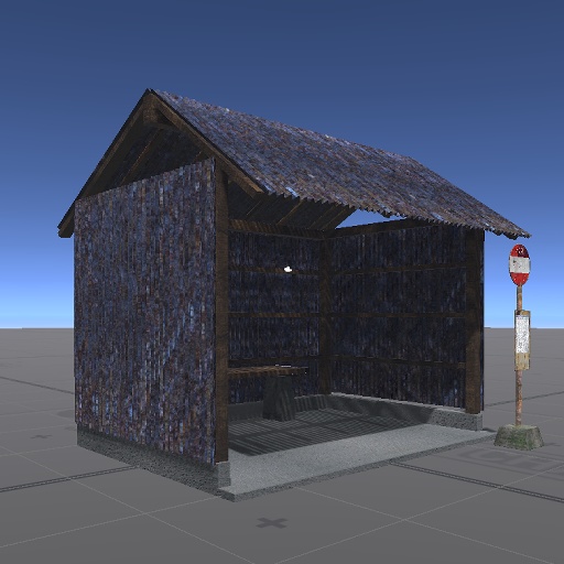 【3D屋外小物】1時間後のバスまで雨やみそうにないね…セットver0.1【VRChat向け】