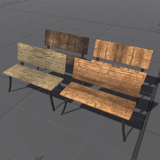 【3D屋外小物】ウッドベンチその２【VRChat向け】