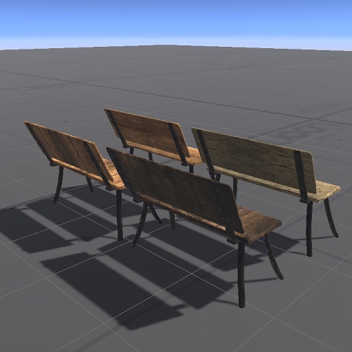 【3D屋外小物】ウッドベンチその2【VRChat向け】