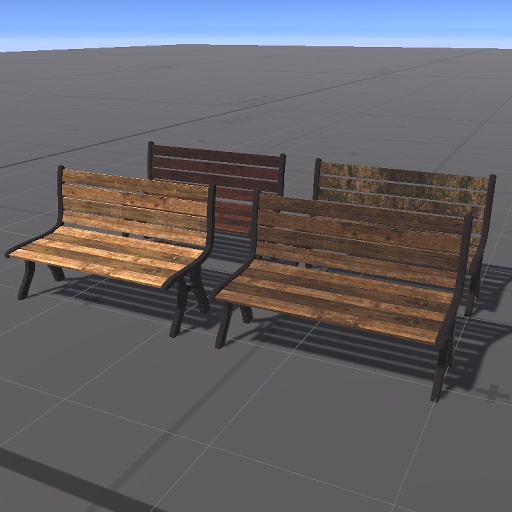 【3D屋外小物】ウッドベンチその3【VRChat向け】