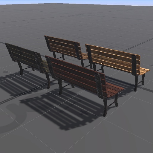 【3D屋外小物】ウッドベンチその4【VRChat向け】