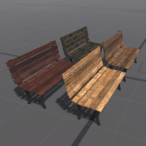 【3D屋外小物】ウッドベンチその4【VRChat向け】
