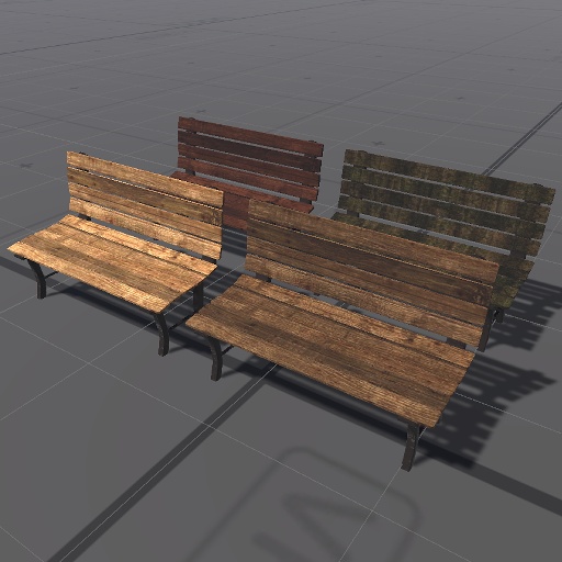 【3D屋外小物】ウッドベンチその4【VRChat向け】