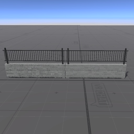 【3D屋外小物】コンクリートベースフェンス【VRChat向け】