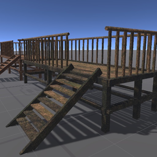 【3D屋外小物】公園の展望台とかにある小さめのウッドデッキ【VRChat向け】