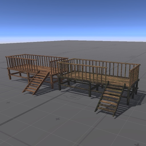 【3D屋外小物】公園の展望台とかにある小さめのウッドデッキ【VRChat向け】