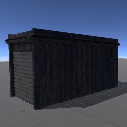 【3D屋外小物】古びたシャッターガレージ【VRChat向け】