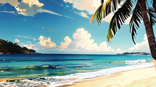 青空と入道雲の浜辺 TYPE-01 – Calm Shoreline under Summer Sky (Loop Video)