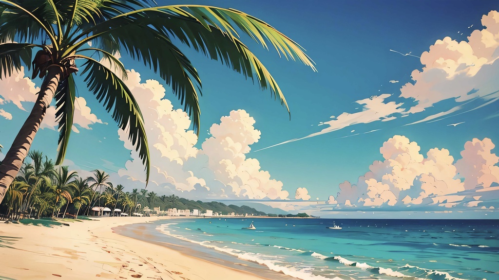 青空と入道雲の浜辺 TYPE-03–穏やかな午後 - Quiet coastline on a soft afternoon (loop video)