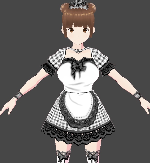 (FULL OUTFIT) Black Plaid Gingham Maid Dress Outfit