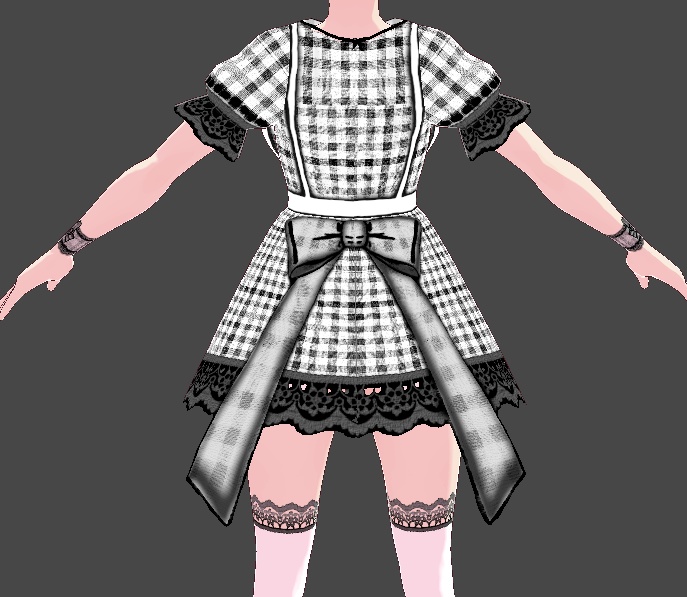 (FULL OUTFIT) Black Plaid Gingham Maid Dress Outfit