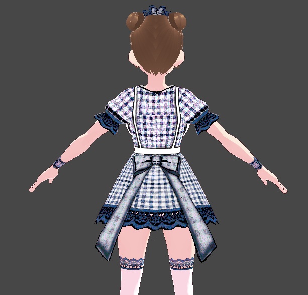(FULL OUTFIT) Blue Plaid Gingham Maid Dress Outfit