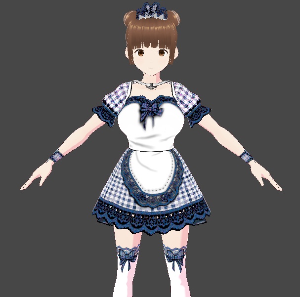 (FULL OUTFIT) Blue Plaid Gingham Maid Dress Outfit