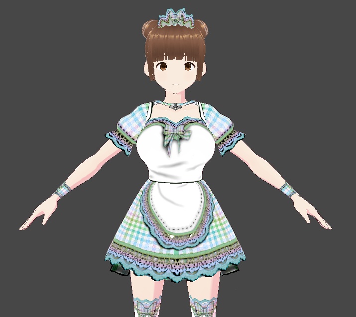 (FULL OUTFIT) Blue Green Rainbow Plaid Gingham Maid Dress Outfit