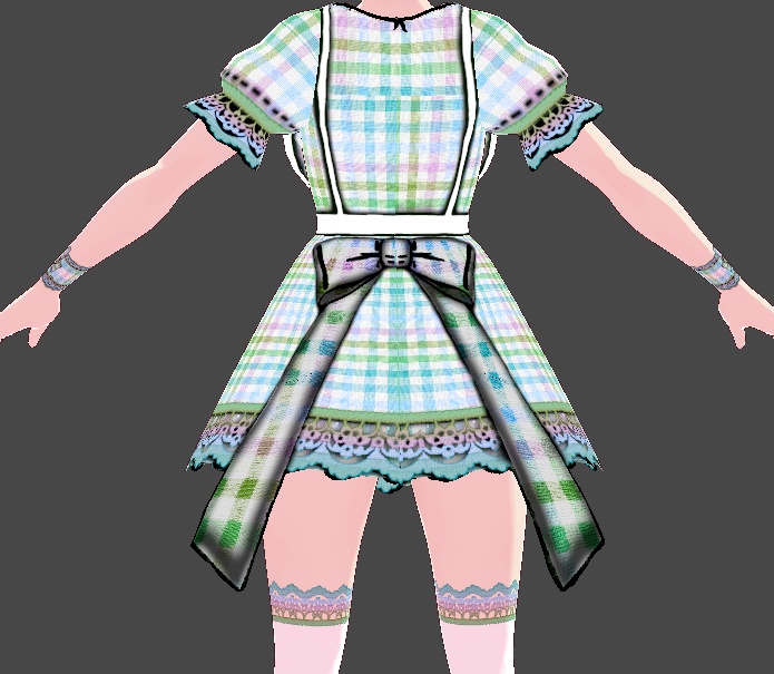(FULL OUTFIT) Blue Green Rainbow Plaid Gingham Maid Dress Outfit