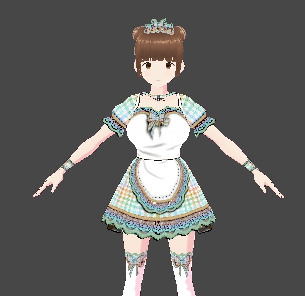 (FULL OUTFIT) Green Orange Rainbow Plaid Gingham Maid Dress Outfit