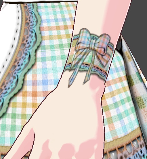 (FULL OUTFIT) Green Orange Rainbow Plaid Gingham Maid Dress Outfit