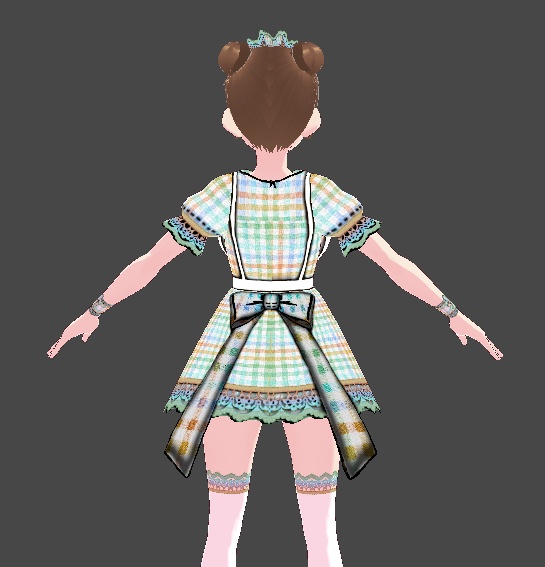 (FULL OUTFIT) Green Orange Rainbow Plaid Gingham Maid Dress Outfit