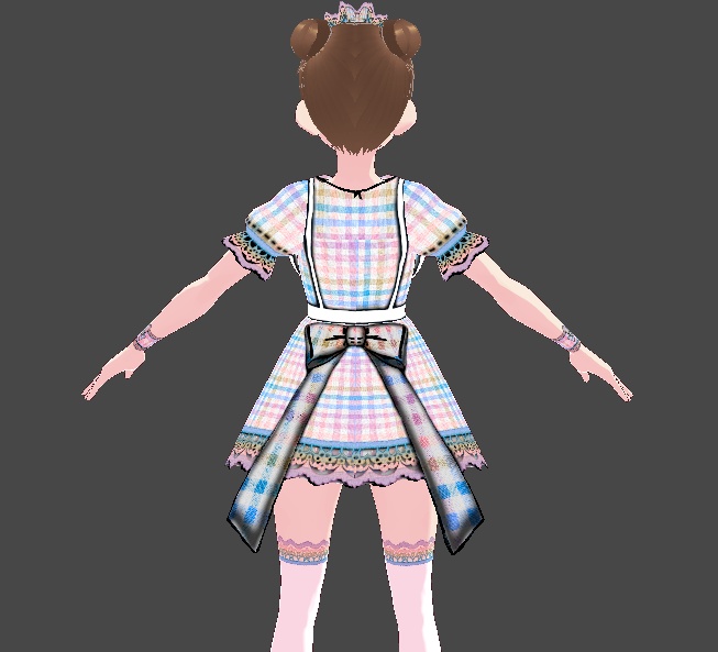 (FULL OUTFIT) Pink Blue Rainbow Plaid Gingham Maid Dress Outfit