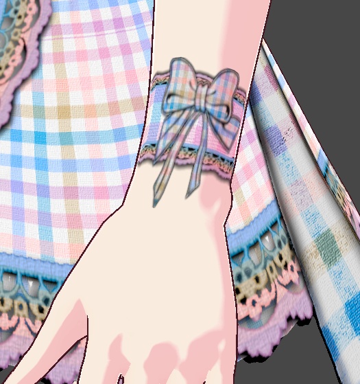 (FULL OUTFIT) Pink Blue Rainbow Plaid Gingham Maid Dress Outfit
