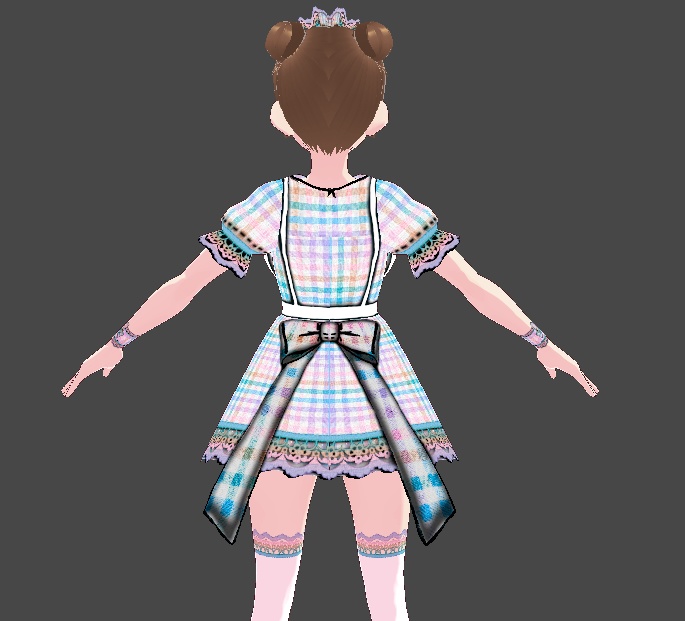 (FULL OUTFIT) Purple Blue Rainbow Plaid Gingham Maid Dress Outfit