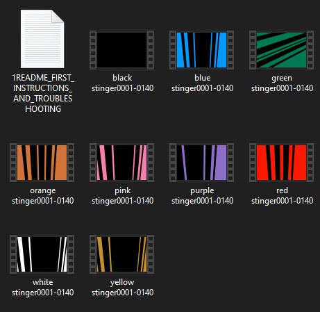 (MULTIPACK OF 9, EVERY COLOR)-Stinger scene transitions with scifi sound effect