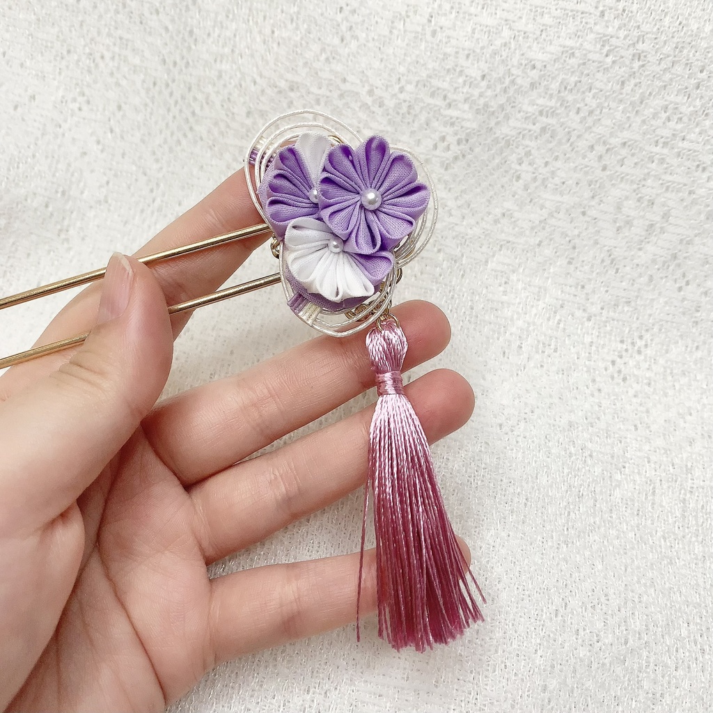 ロングかんざし紫