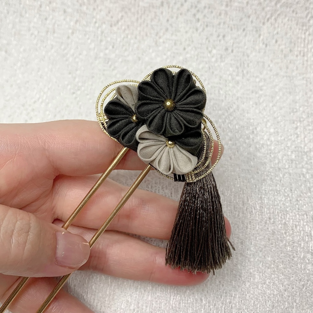 ロングかんざしグレージュ